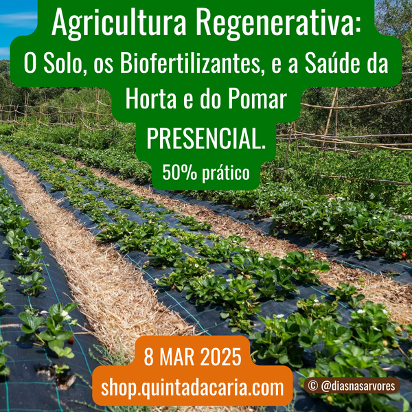 Curso de Agricultura Regenerativa: O Solo, os Biofertilizantes, e a Saúde da Horta e do Pomar - PRESENCIAL 50% prático 8 Março 2025