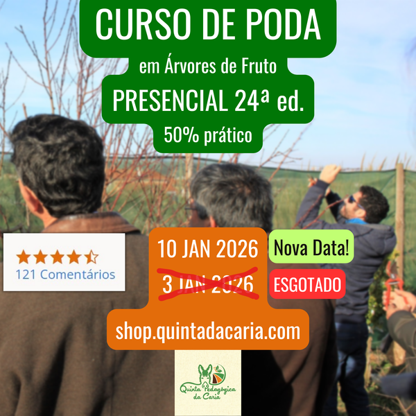 Curso de Poda em Árvores de Fruto - PRESENCIAL Básico: 50% prático 10 Janeiro 2026