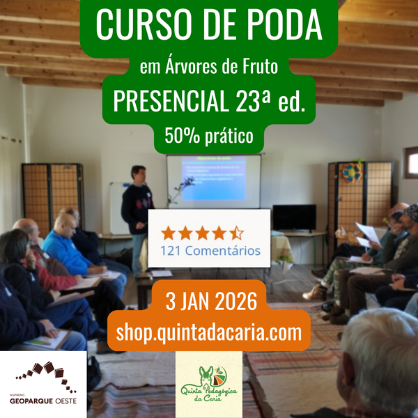 Curso de Poda em Árvores de Fruto - PRESENCIAL Básico: 50% prático 3 Janeiro 2026